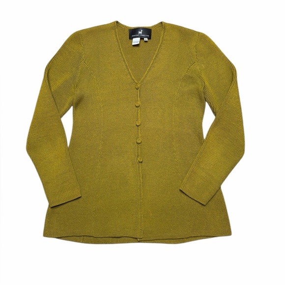 Peruvian Connection Olive V-Neck Pima Cotton Cardigan Sweater Size Small